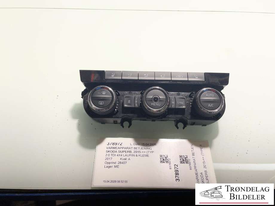 Varmeapparat betjening til Škoda Superb, 2015-->> (Type III)  (3V0 907 044 DN)