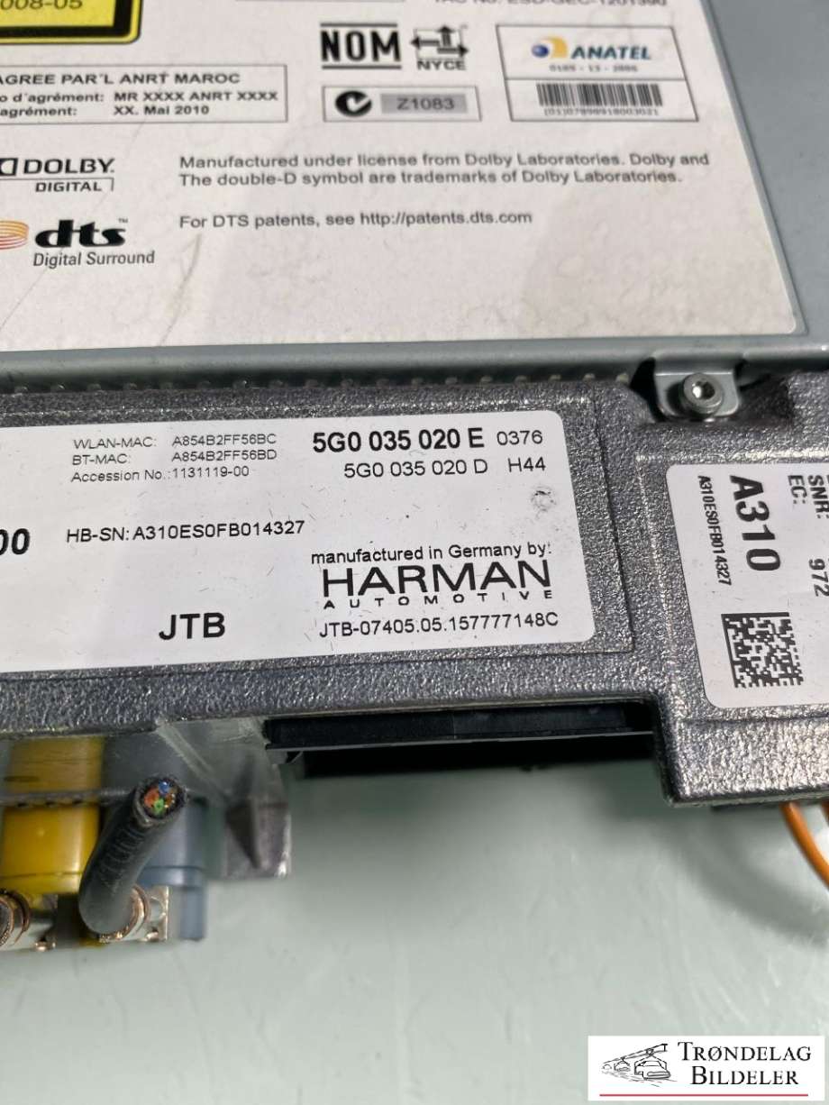 Bilstereo navigasjon spiller til VW e-Golf 2014-2017 (Fase 1)  (5G0035020E|)