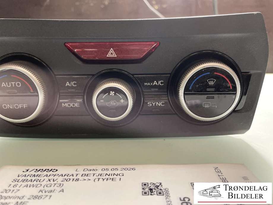 Varmeapparat betjening til Subaru XV 2018-->> (Type II)  (72311FL331|)
