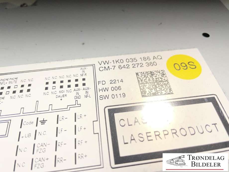 Bilstereo til VW Caddy 2010-2015 (Type III, Fase 2) (1K0 057 186 B|1K0 057 186 BX|)