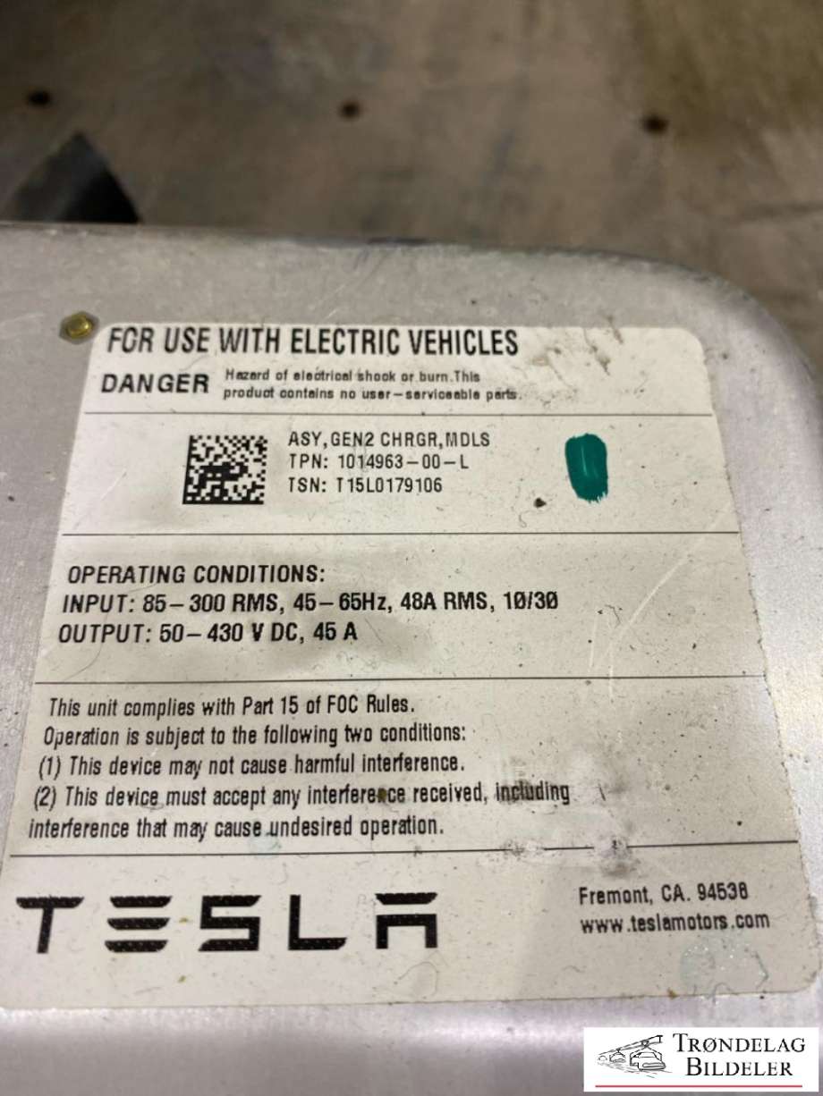 Batterilader (OBC - On Board Charger) til Tesla Model S 2016-2021 (Fase 2)  (1014963-00-L|)