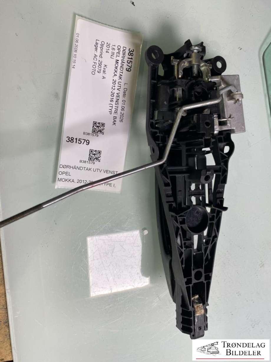 Dørhåndtak utv venstre bak til Opel Mokka 2012-2016 (Type I, Fase 1) (92233089|13574804|)