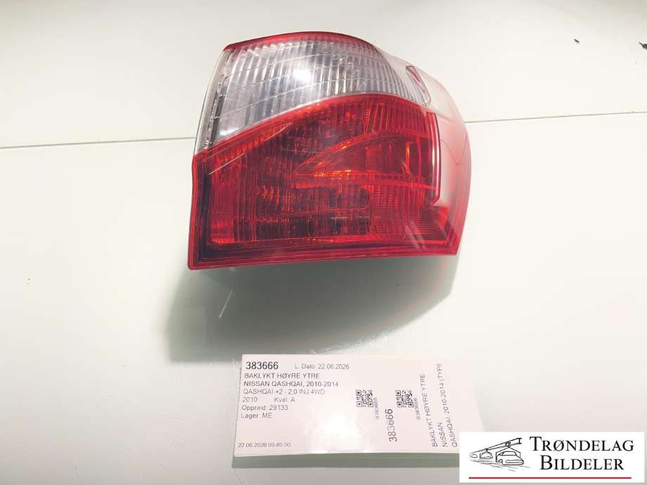 Baklykt høyre ytre til Nissan Qashqai 2010-2014 (Type I, Fase 2) (26550-BR50A|)