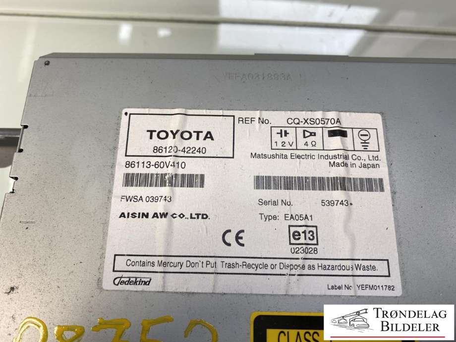Bilstereo til Toyota RAV4 2006-2009 (Type III, Fase 1) (8612042220|)