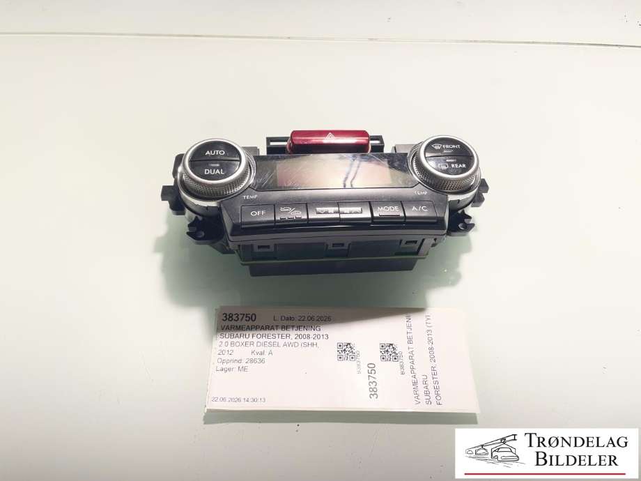 Varmeapparat betjening til Subaru Forester, 2008-2013 (Type III)  (72311SC320)