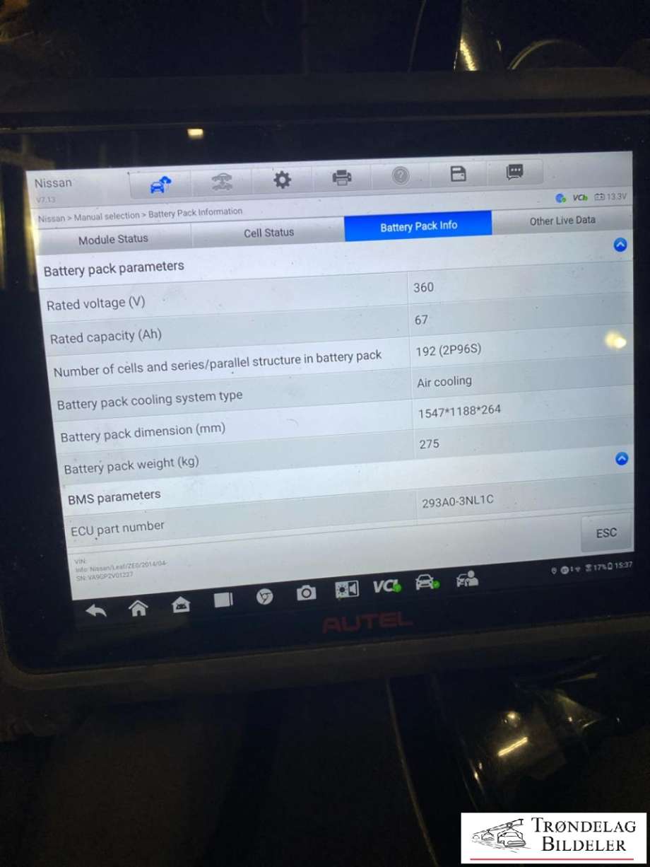 Batteripakke elbil til Nissan Leaf 2011-2017 (Type I)