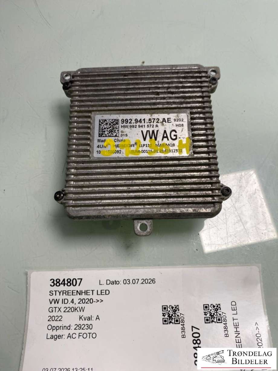 Styreenhet LED til VW ID.4 2020-->>  (992 941 572 AE|)