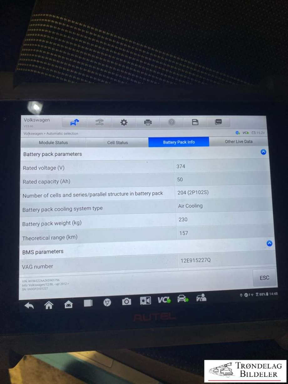 Batteripakke elbil til VW Up 2012-2019 (85% SOH|)