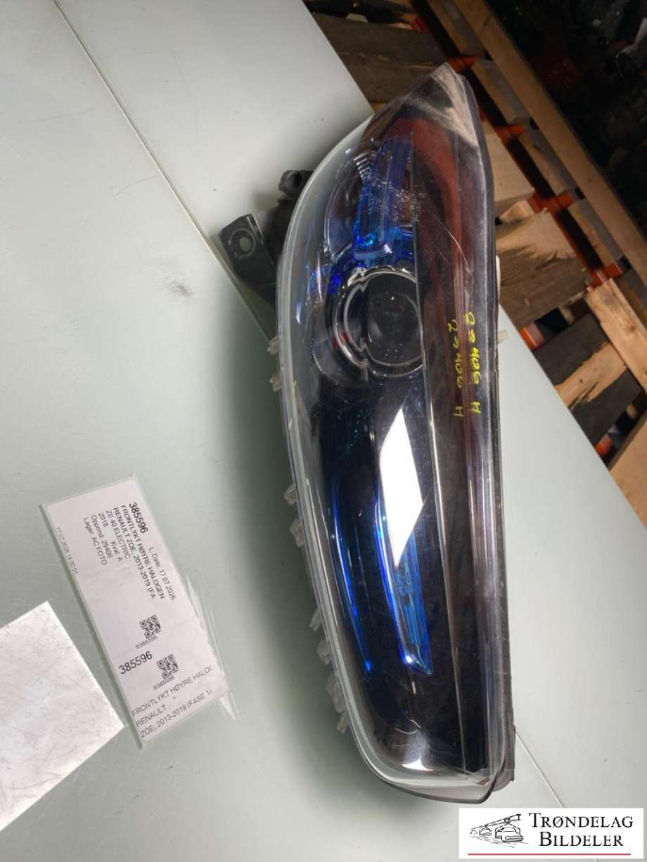 Frontlykt høyre halogen til Renault Zoe, 2013-2019 (Fase 1) (260108268R)