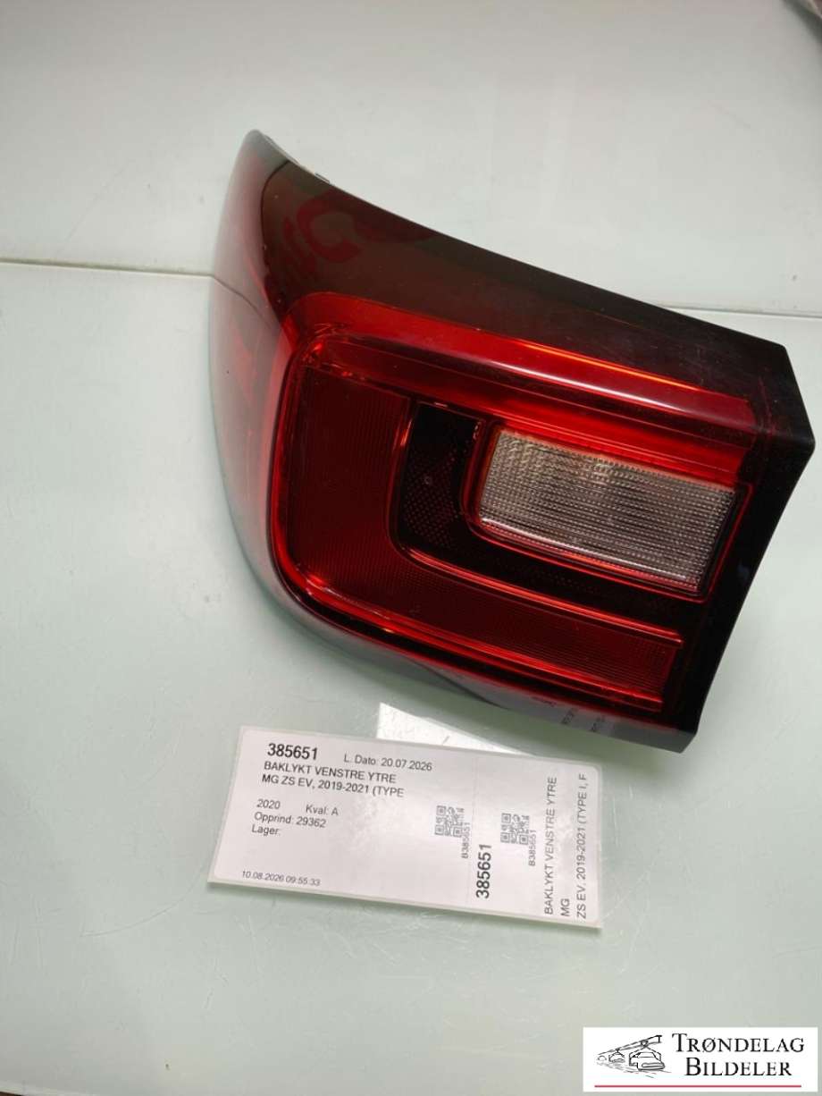 Baklykt venstre ytre til MG ZS EV, 2019-2021 (Type I, Fase 1) (10293791)
