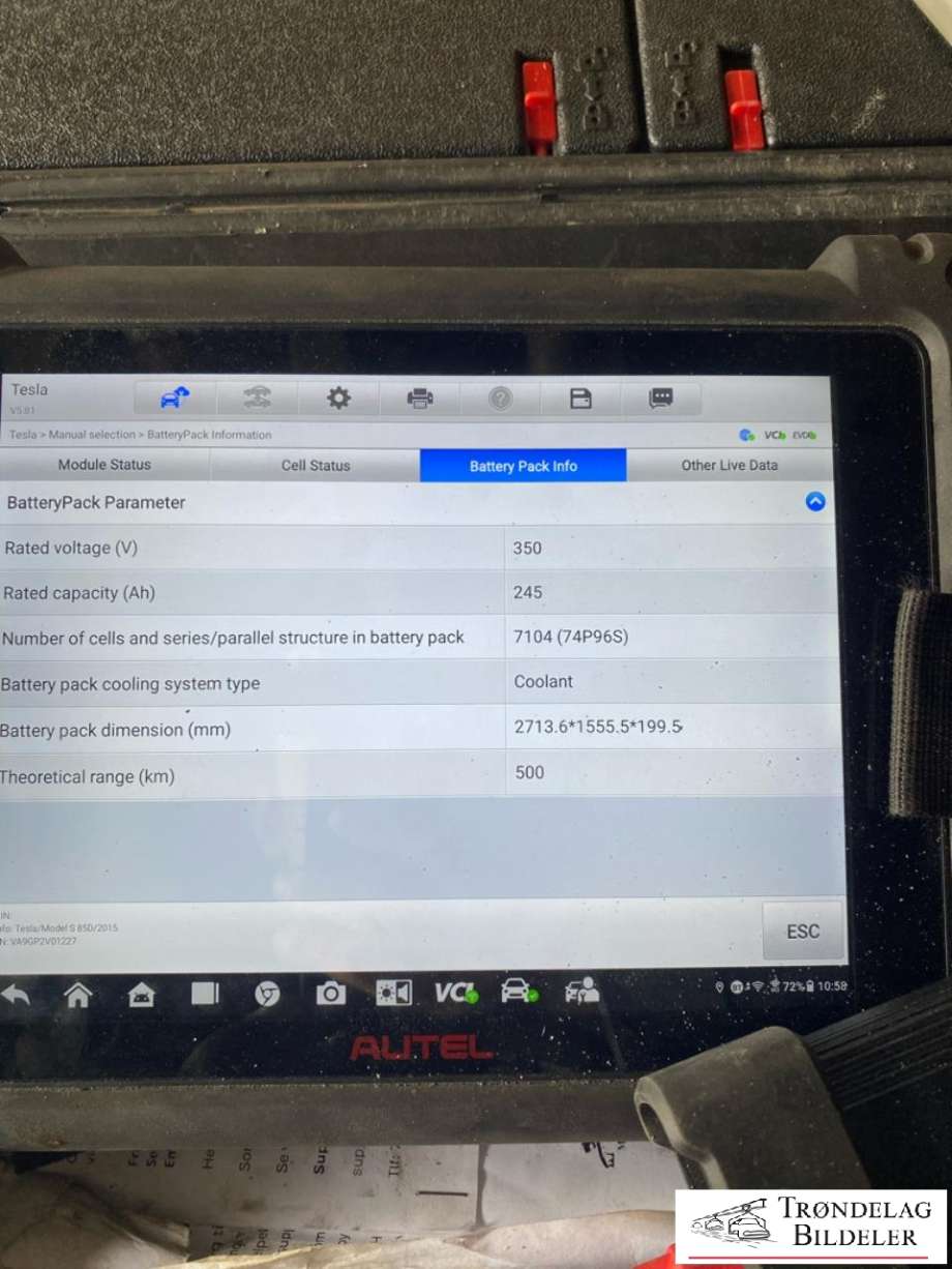 Batteripakke elbil til Tesla Model S 2013-2016 (Fase 1)  