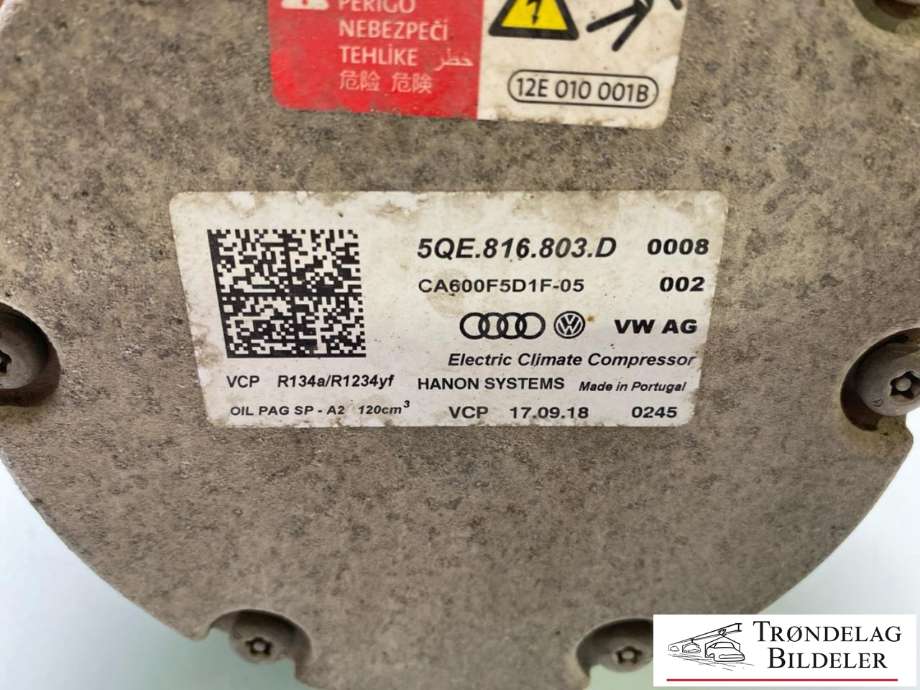Aircondition kompressor elbil til VW Up 2012-2019 (HANON|5QE 816 803|12E820803B|12E820803C|12E820803E|5QE816803|5QE816803D|5QE816803E|5QE816803G|5QE816803H|5QE820803|5QE820803A|ACP01173|5QE 816 803 A|5QE 816 803 L)