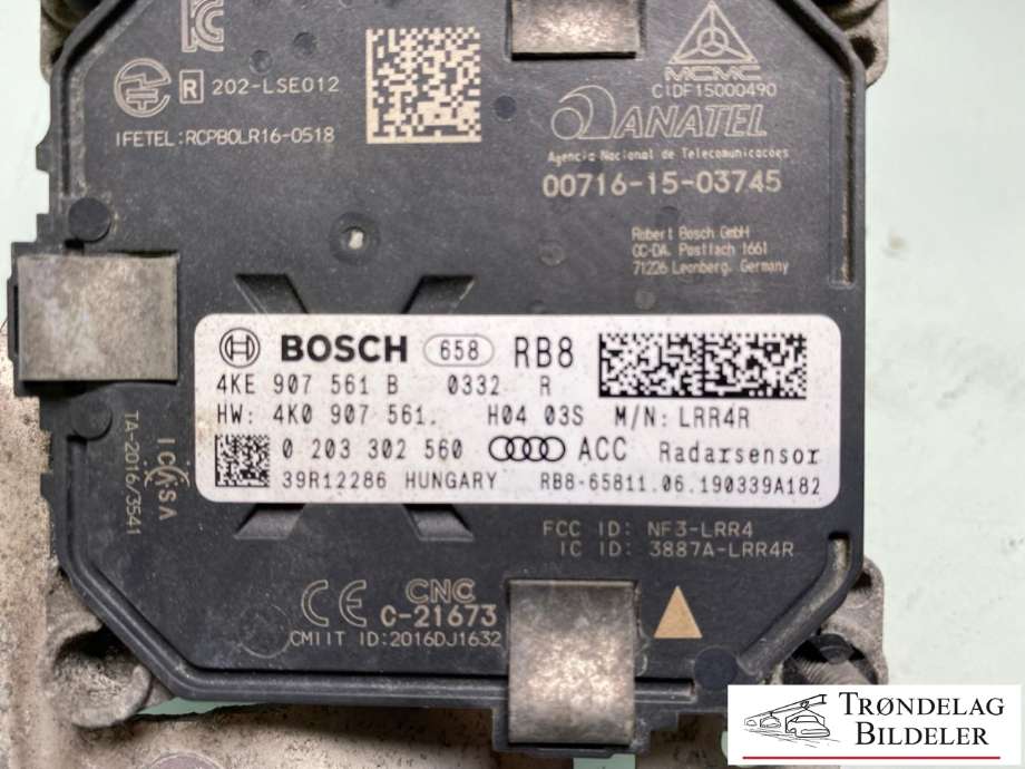 Sensor radar til Audi e-tron 2018-->> (BOSCH|4KE 907 561 B|0203302560|)