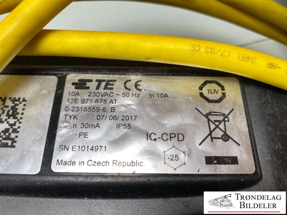 Batterilader kabel til VW e-Golf 2017-2020 (Fase 2) (TE|TYPE 2 10A 230V|NØDLADER|12E971675)