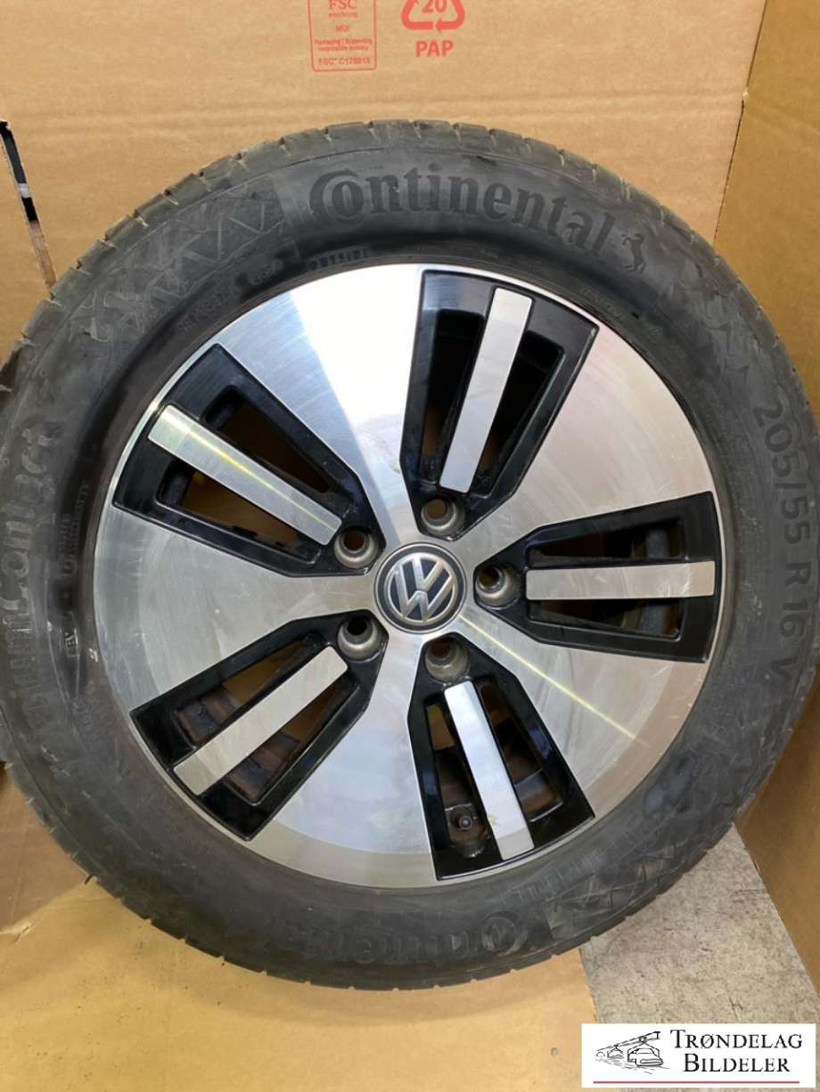 Hjulsett aluminium sommer til VW e-Golf 2017-2020 (Fase 2) (CONTI PREM CONT 7|205/55-16 91V| 5X112/6.5X16/ET46/CB57.1MM|PROD. 46/2024|6MM MØNSTER)