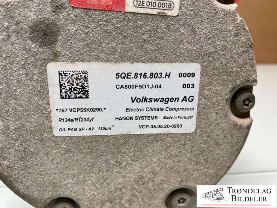 Aircondition kompressor elbil til VW E-Up 2019-->> (HANON|5QE 816 803|12E820803B|12E820803C|12E820803E|5QE816803|5QE816803D|5QE816803E|5QE816803G|5QE816803H|5QE820803|5QE820803A|ACP01173|5QE 816 803 A|5QE 816 803 L)
