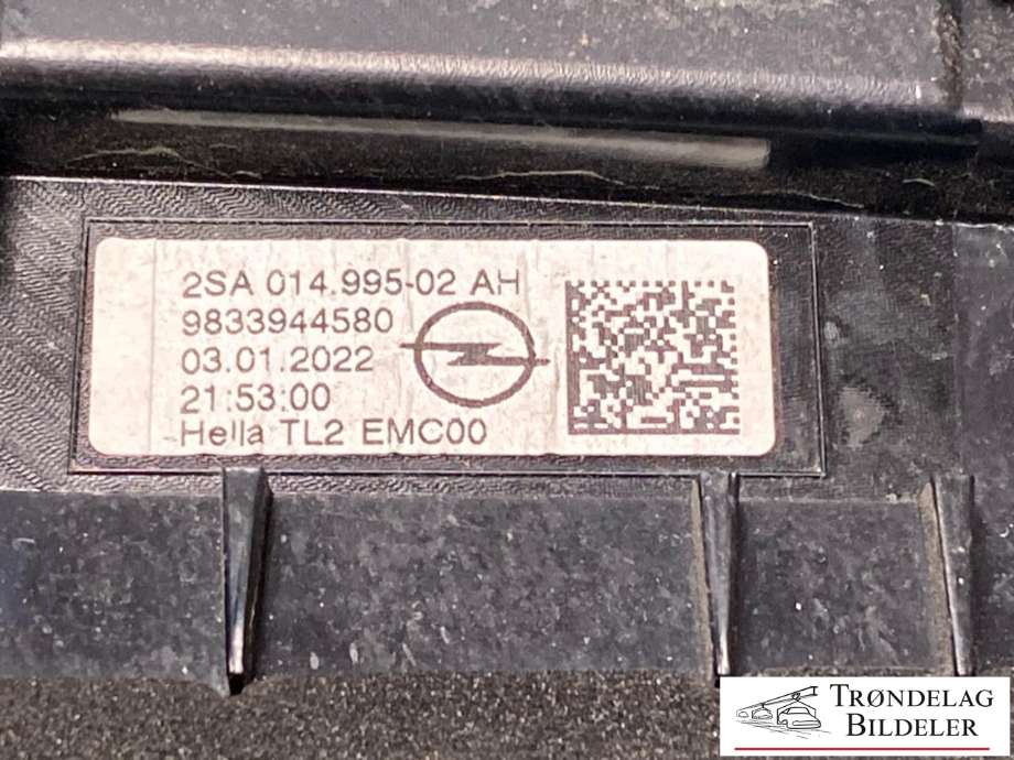 Baklykt venstre indre til Opel Mokka E 2020-->> (Type II) (HELLA|9833944580|)