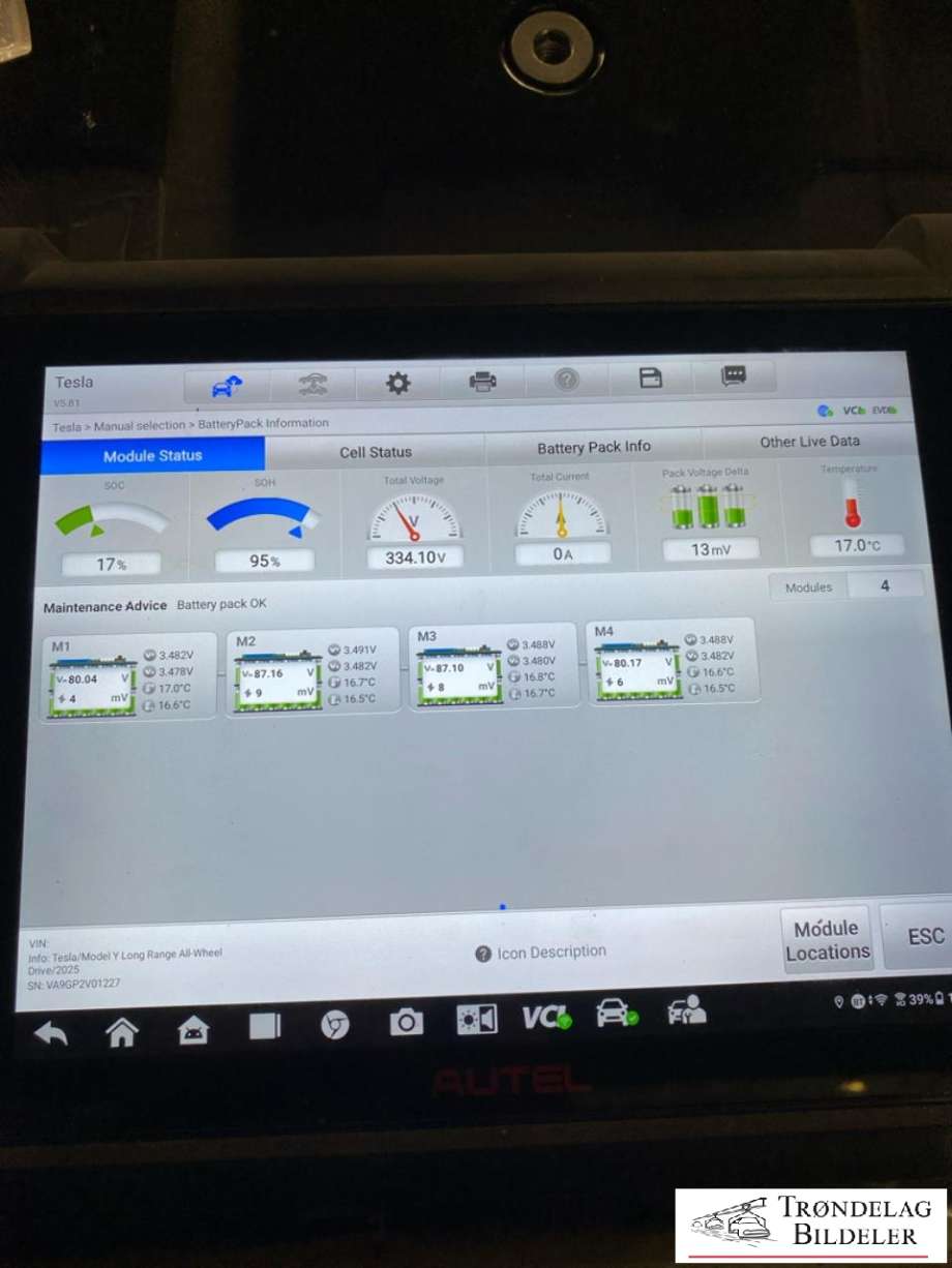 Batteripakke elbil til Tesla Model Y 2024-->> (Type II)  