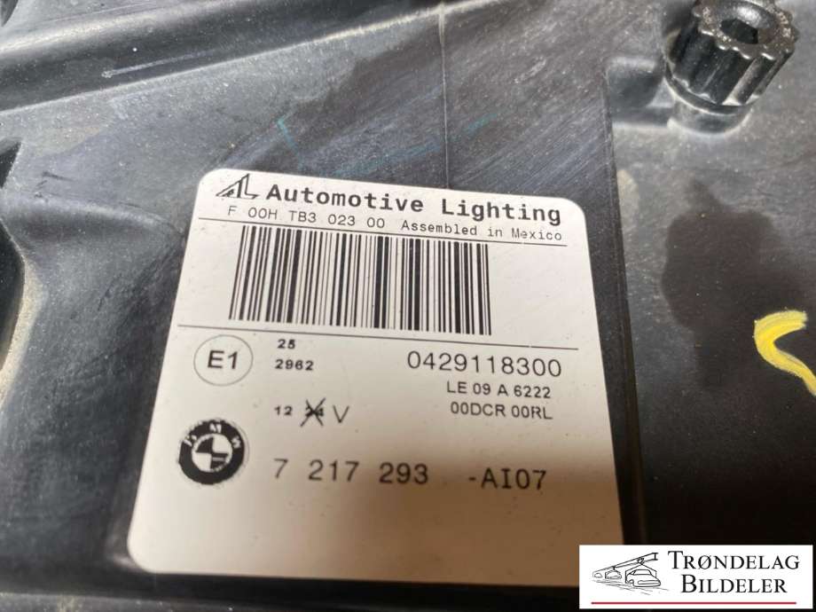 Frontlykt venstre xenon til BMW X3 2010-2017 (F25) (F25) (AL|63 11 7 276 991|63 11 7 356 250|63117217293)