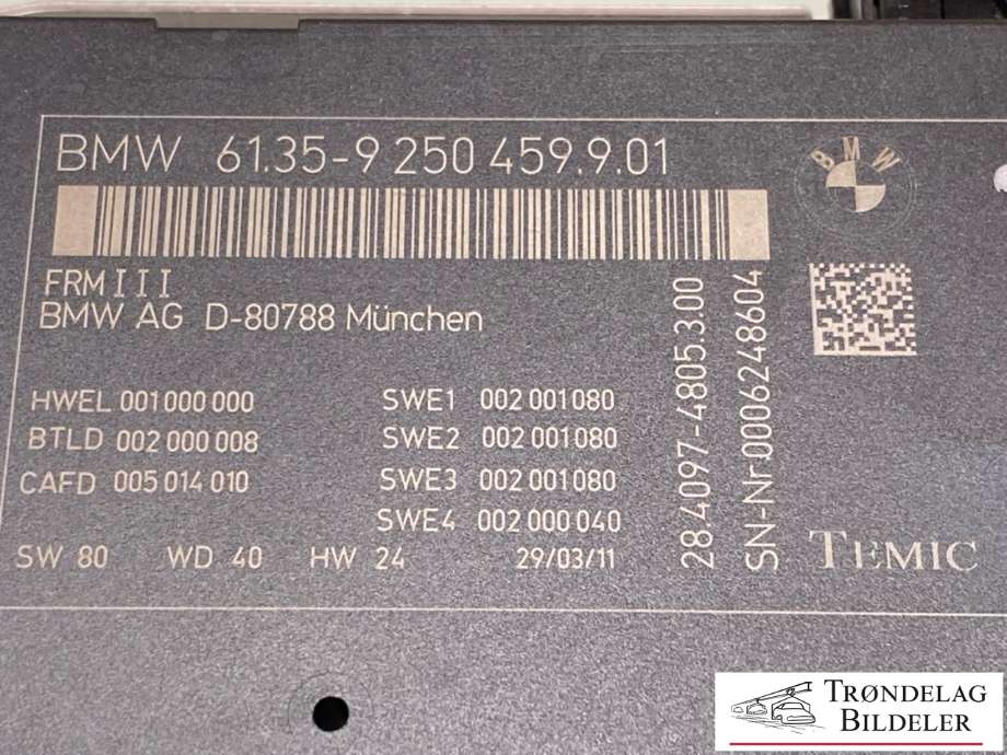Styreenhet diverse til BMW X3 2010-2017 (F25) (F25) (61359250459|61356992947|)