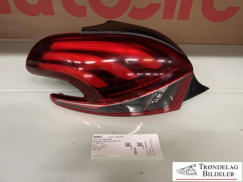 Baklykt venstre til Peugeot 208 2012-2019 (Type I) (98 256 012 80|)