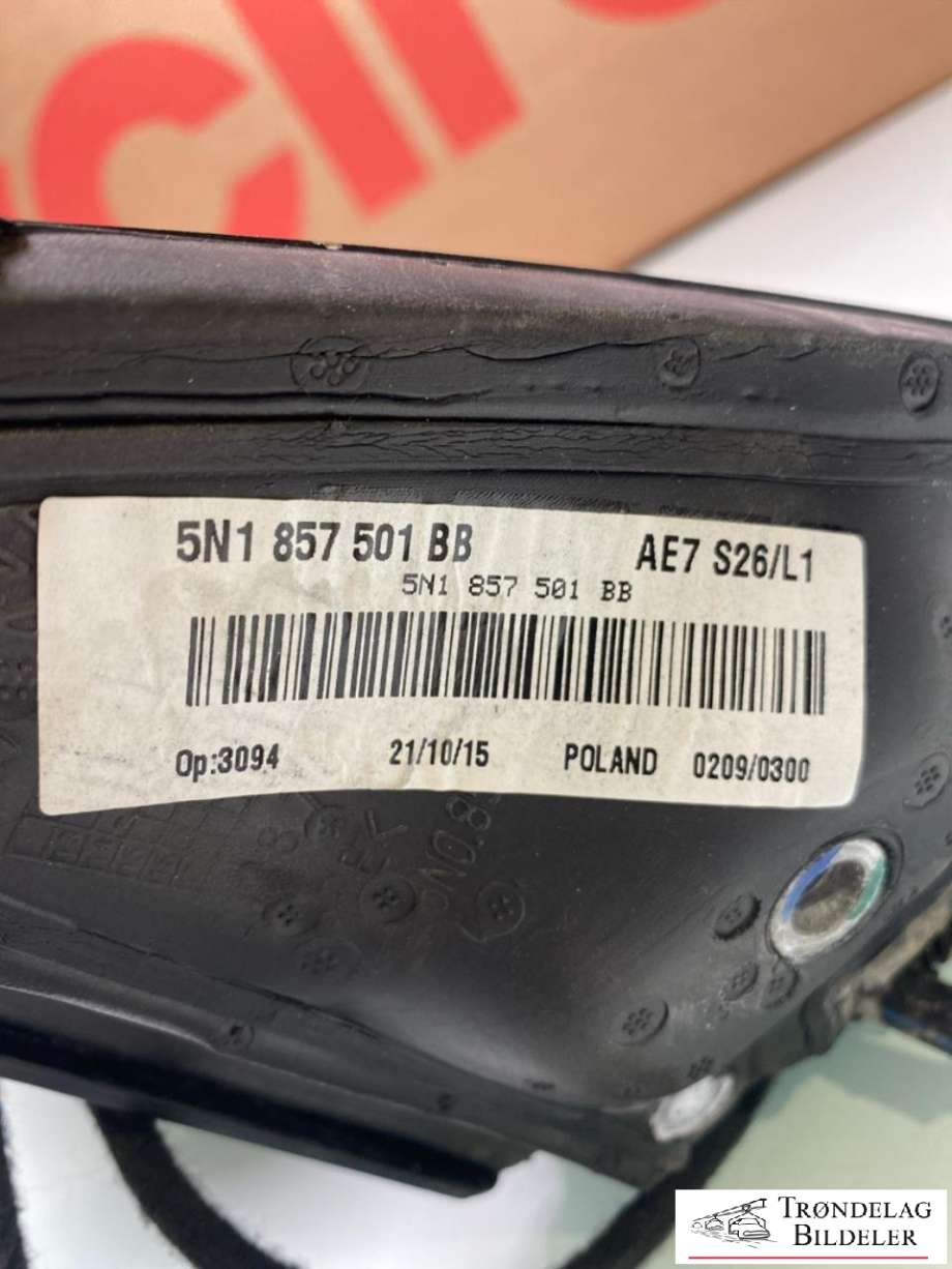 Speil venstre til VW Tiguan 2011-2016 (Type I, Fase 2) (5N1 857 507 Q |5N0 857 521|5N1 857 507 Q 9B9|9-KABLER|)