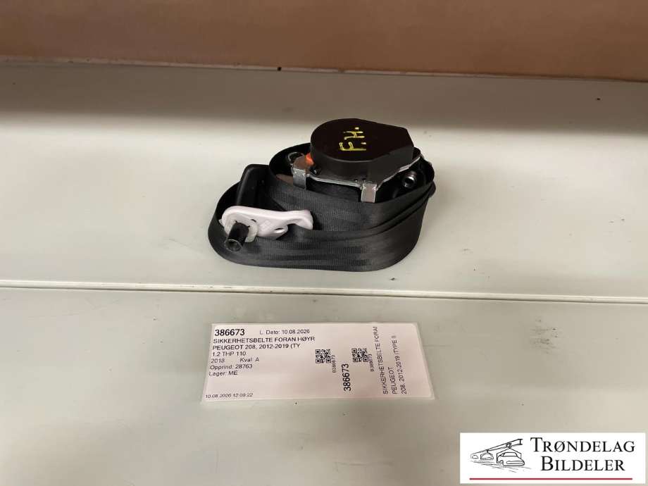 Sikkerhetsbelte foran høyre til Peugeot 208 2012-2019 (Type I) (98 063 151 XX|)