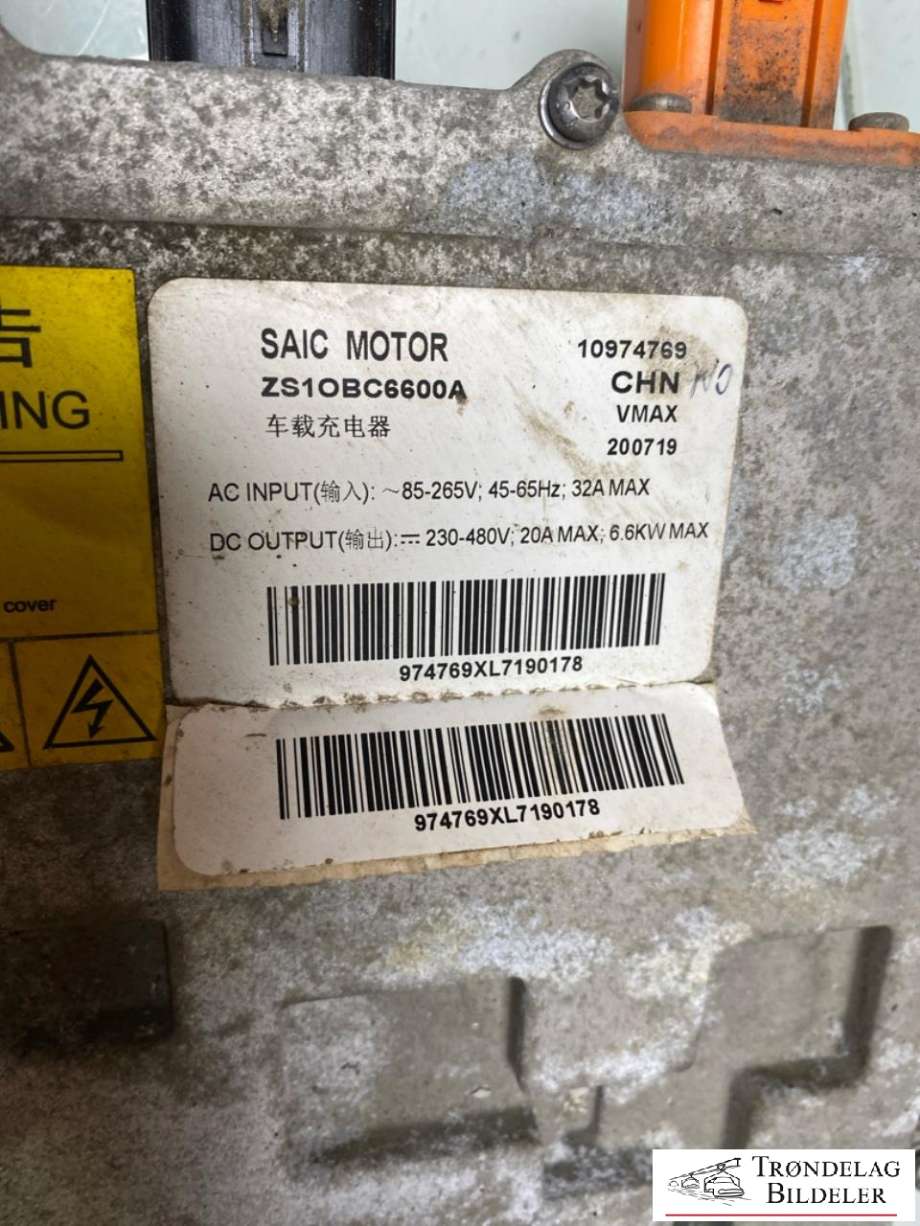 Batterilader (OBC - On Board Charger) til MG ZS EV 2019-2021 (Type I, Fase 1)  (10974769|10548322|10759596|10945573|11093991)