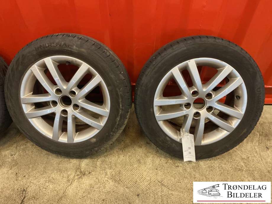 Hjulsett aluminium sommer til VW Golf VI 2008-2012  (UNIROYAL RAIN SPORT|205/55-R16 91V/ET50|MØNSTERDYBDE 3/4MM|PROD 06.22)