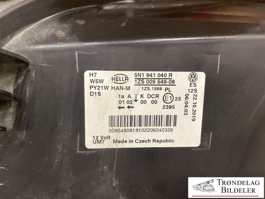 Frontlykt høyre xenon til VW Tiguan 2007-2011 (Type I, Fase 1)  (5N1 941 040 R|)