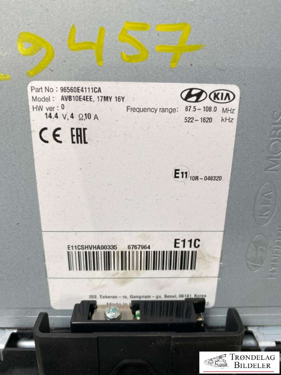 Bilstereo navigasjon til Kia Soul 2014-2019 (Type II) (96560E4111CA|)