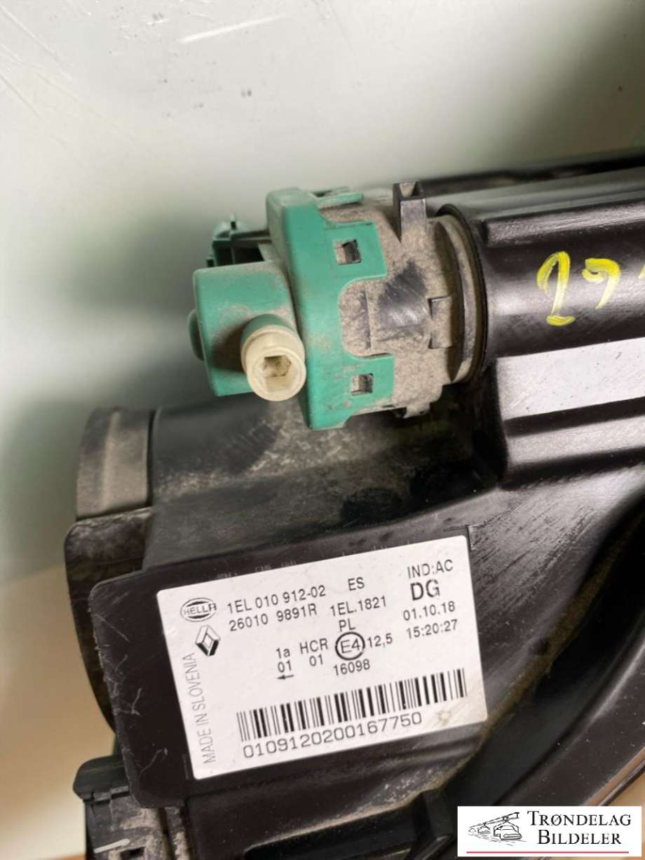 Frontlykt høyre halogen til Renault Zoe 2013-2019 (Fase 1) (HELLA|260108268R|260109891R|1EL010912-02)