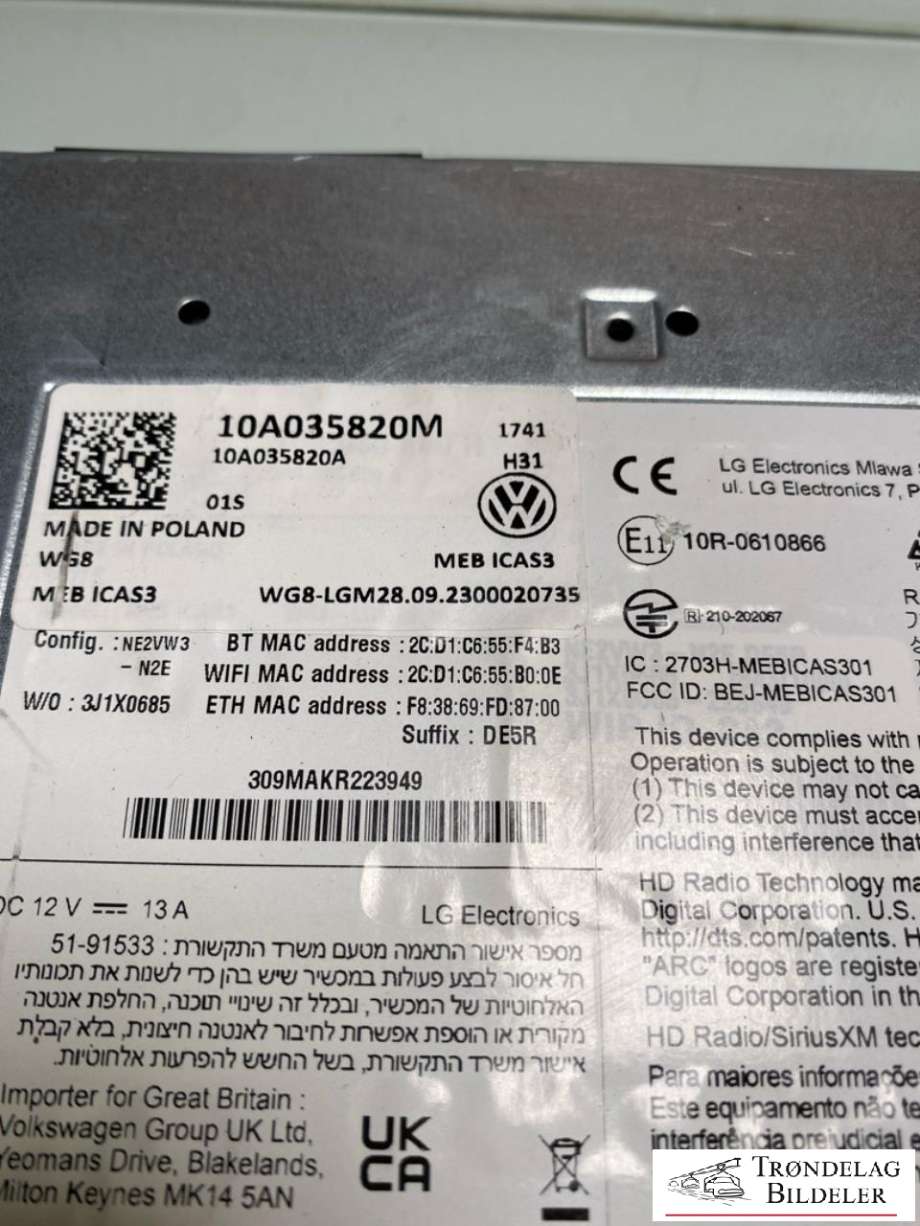Bilstereo navigasjon til VW ID.BUZZ 2022-->> (10A 035 820 M|10A 035 820 F|)
