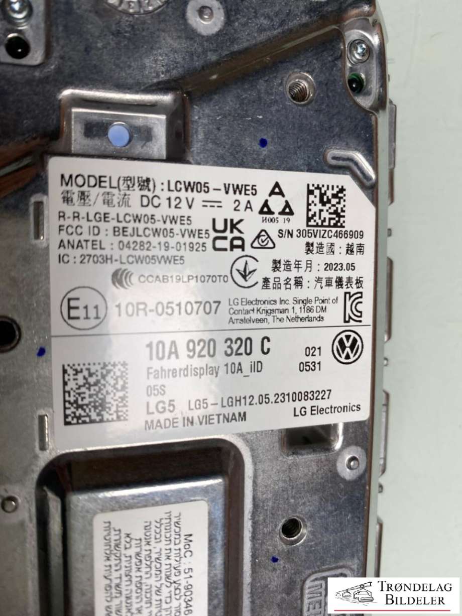 Instrumentpanel til VW ID.BUZZ 2022-->>  (10A920320C|)