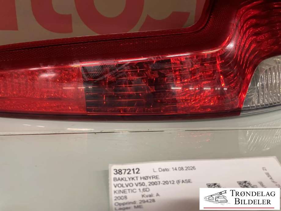 Baklykt høyre til Volvo V50 2007-2012 (Fase 2) (30763512|)