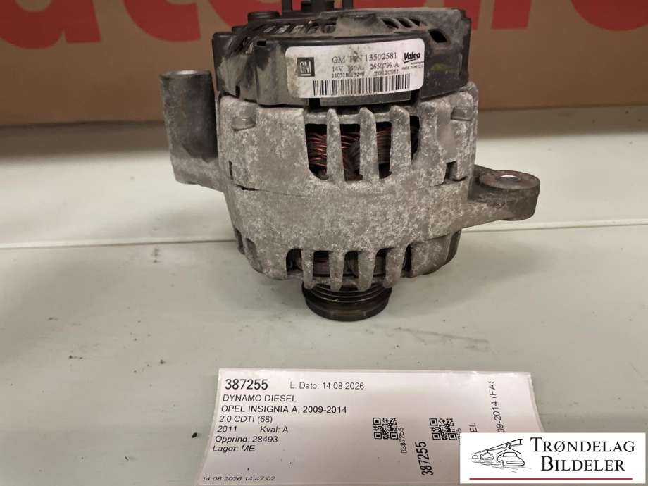 Dynamo diesel til Opel Insignia A 2009-2014  (13502581|13588306|)