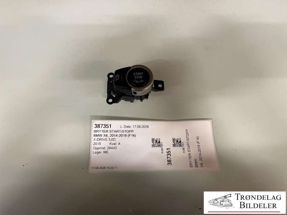 Bryter start/stopp til BMW X6 2014-2019 (F16) (F16) (61 31 9 291 689|)