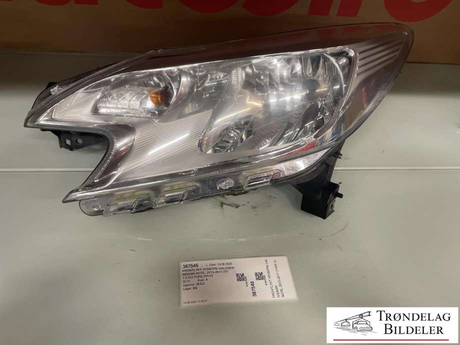 Frontlykt venstre halogen til Nissan Note, 2013-2017 (Type II)  (260603VV0A)