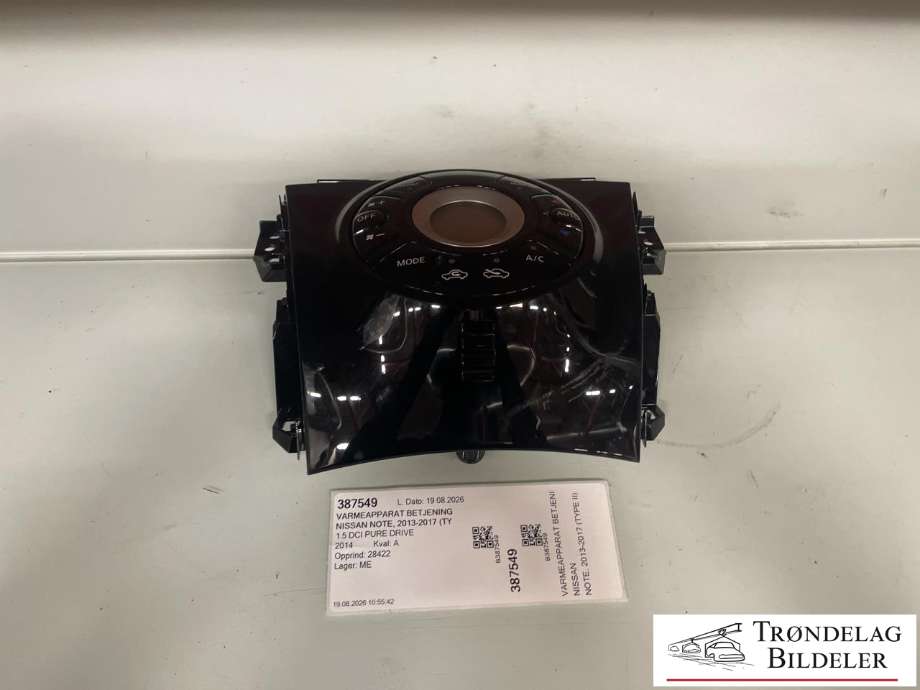 Varmeapparat betjening til Nissan Note, 2013-2017 (Type II)  (275003VV0A)