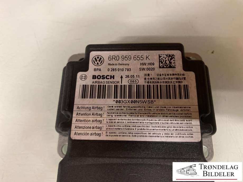 Airbag elektronikk til VW Polo 2009-2014 (Type V, Fase 1) (6R0 959 655 K|)