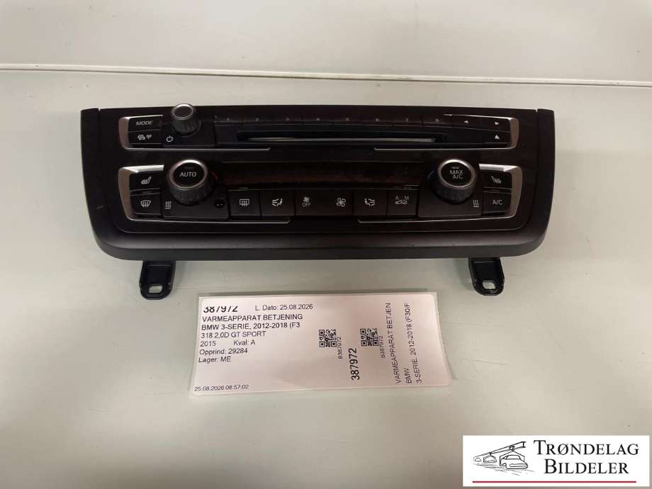 Varmeapparat betjening til BMW 3-Serie, 2012-2018 (F30/F31/F34) (F30/F31/F34) (64 11 9 354 145)