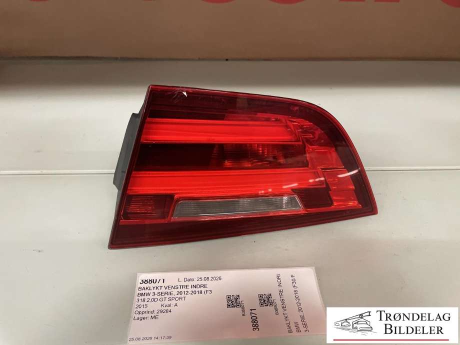 Baklykt venstre indre til BMW 3-Serie, 2012-2018 (F30/F31/F34) (F30/F31/F34) (63 21 7 286 033)