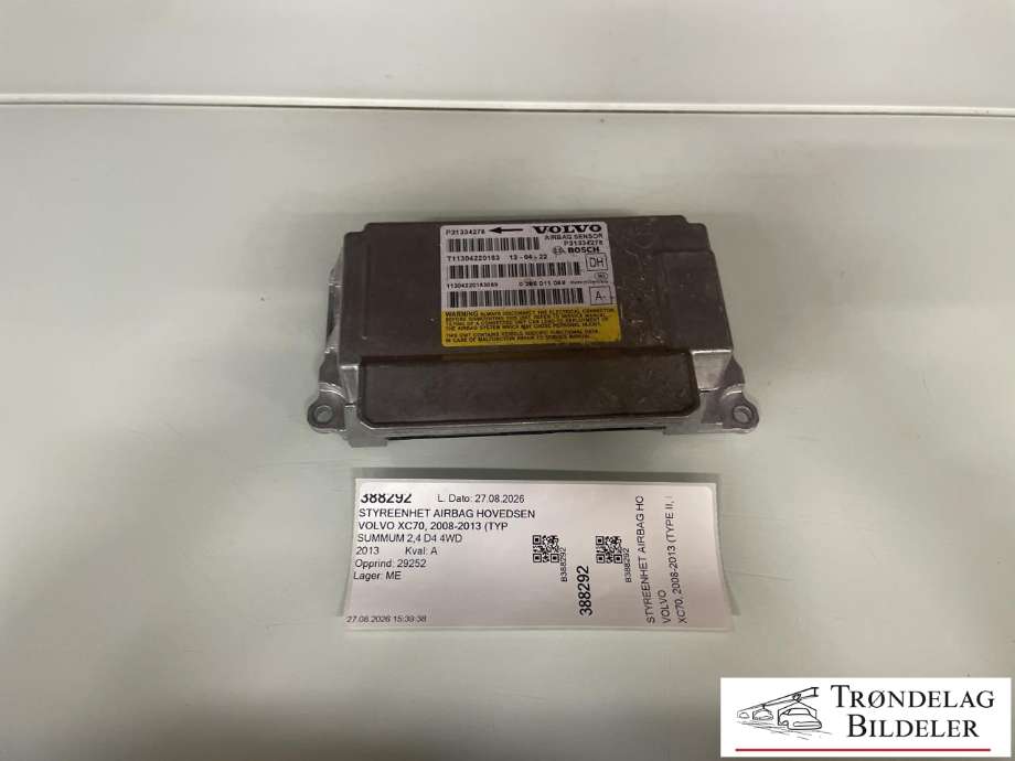 Styreenhet airbag hovedsensor til Volvo XC70 2008-2013 (Type II, Fase 1) (P31334278|31387019|)