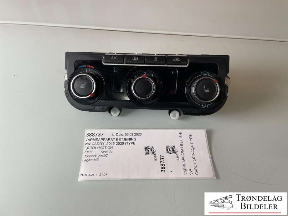 Varmeapparat betjening til VW Caddy 2015-2020 (Type III, Fase 3) (1K8907426AQ ZJU|)