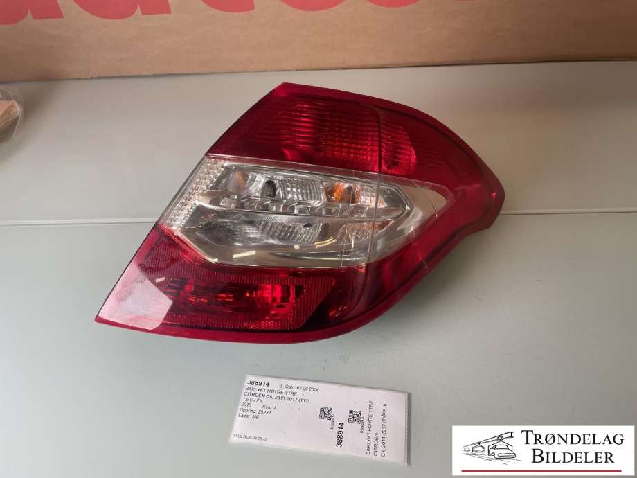 Baklykt høyre ytre til Citroën C4, 2011-2017 (Type II)  (98 086 243 80)