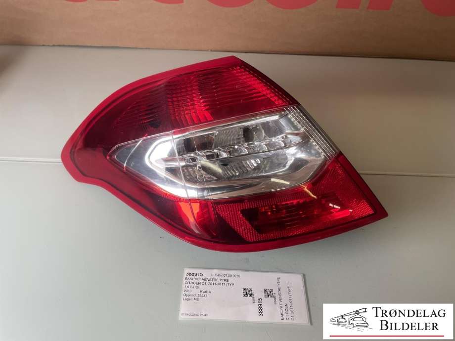 Baklykt venstre ytre til Citroën C4, 2011-2017 (Type II)  (98 086 244 80)