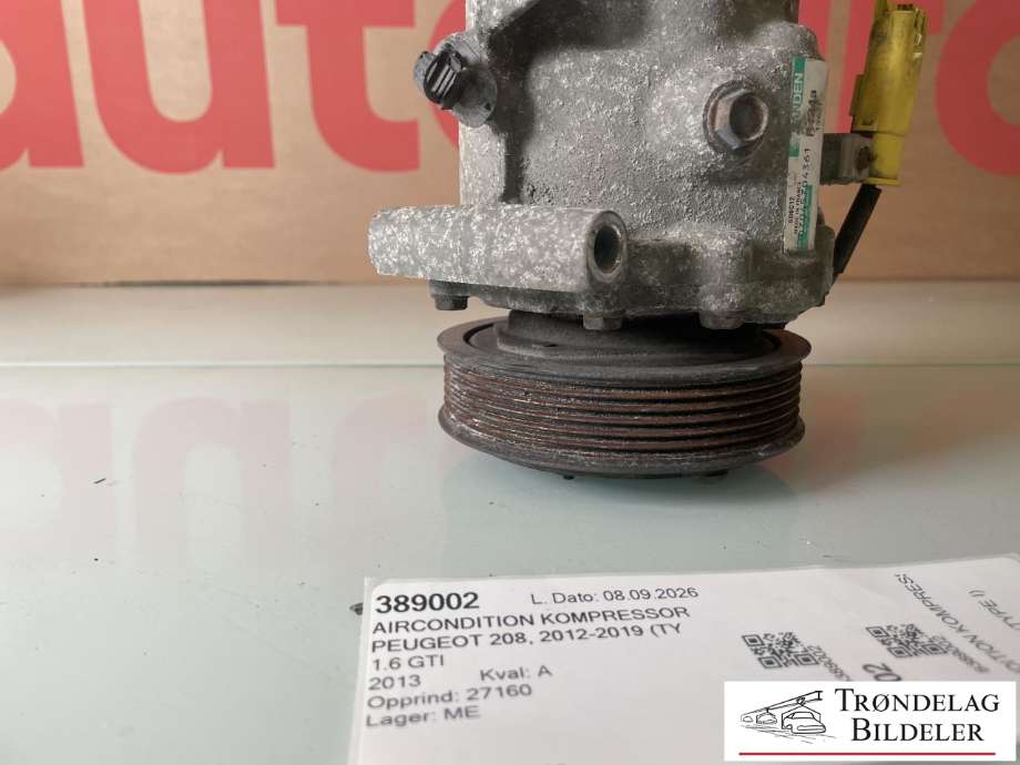 Aircondition kompressor til Peugeot 208 2012-2019 (Type I)  (1607424980|1671553680|6453QJ|6453QK|6453QX|6453WK|6453WL|6453ZX|6453ZZ|6455ZZ|648701|648708|648709|9651910980|9656875880|9659875780|9670318880|9678038980|9678656080|9684960280|9819711680|9822826880|9824284580|1617992780|6453ZY|890743|ACP469)