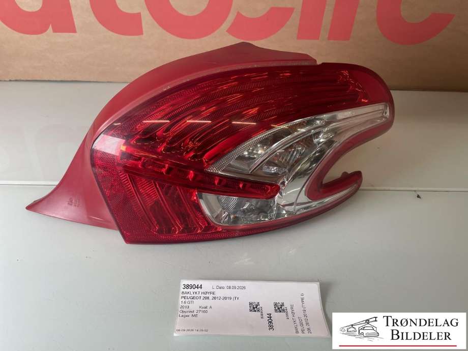 Baklykt høyre til Peugeot 208, 2012-2019 (Type I)  (96 726 283 80)