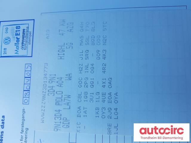 VW Polo 2002-2005 (Type IV, Fase 1) , Motorkode: AZQ, Girkassekode: GDP
