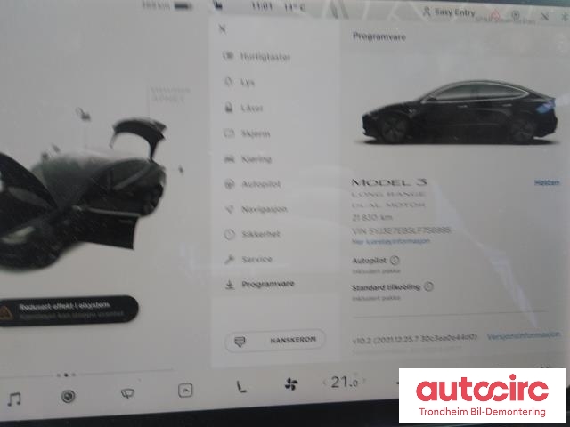 Tesla Model 3 2018-2023 (Fase 1) , Motorkode: 3D3|3D5, Girkassekode: TRINNLØS